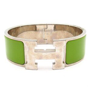 Hermes Bangle Clic Clac Silver Light Green Silver X Light Green